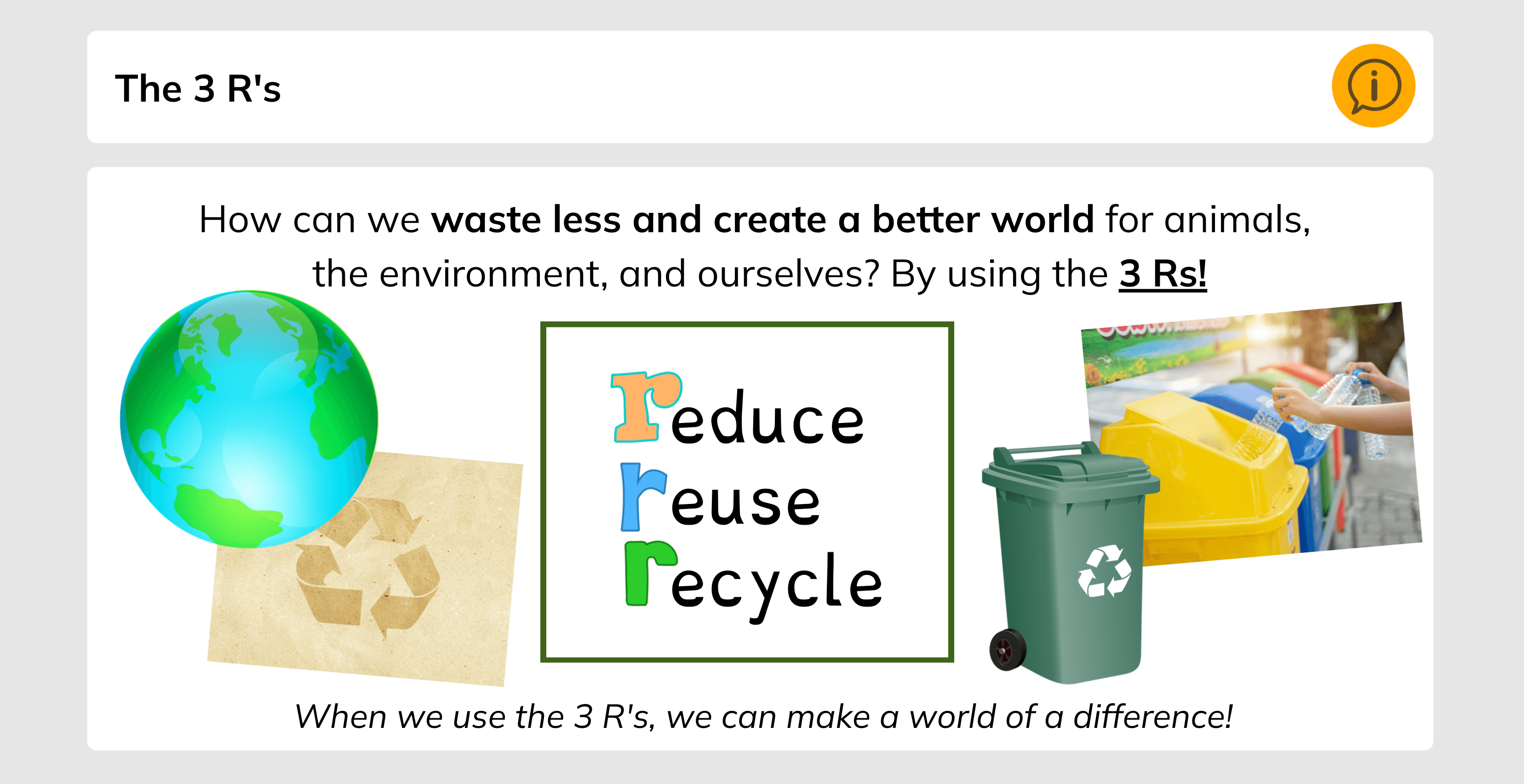 An example of an elementary school science lesson about recycling