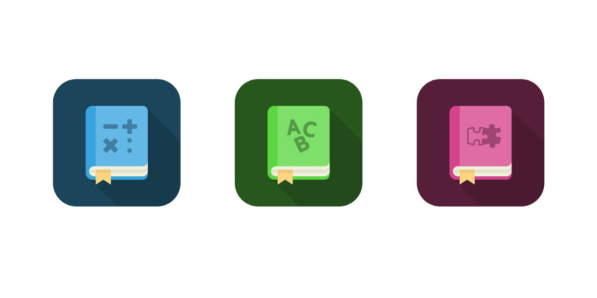 Rekenen, spelling en grammatica iconen