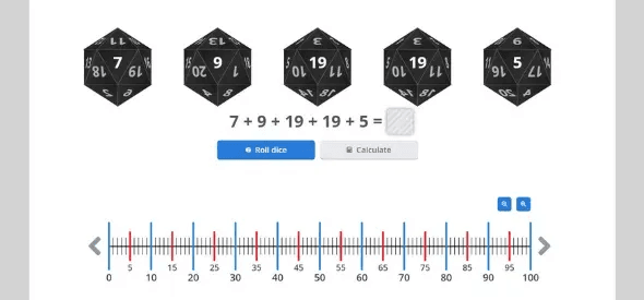 digital dice number line