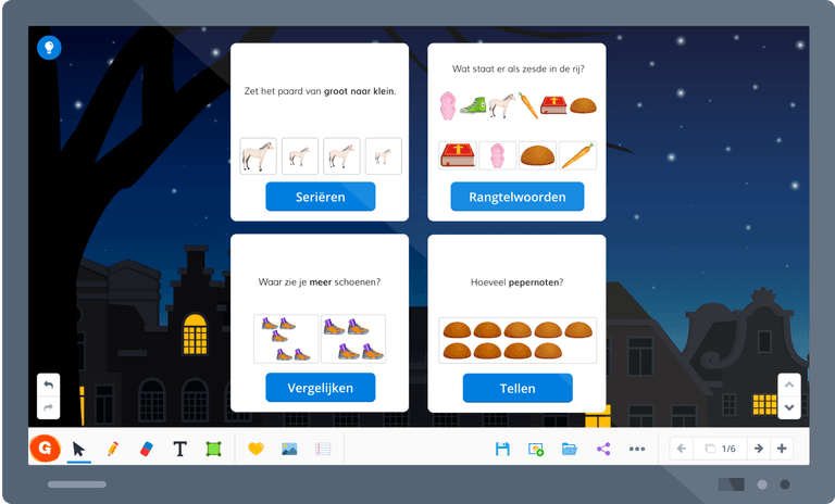 Sinterklaas op het digibord in de klas