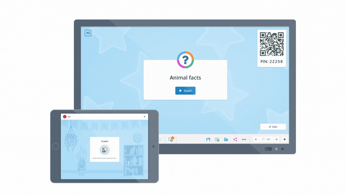 gynzy classroom quiz on an interactive whiteboard