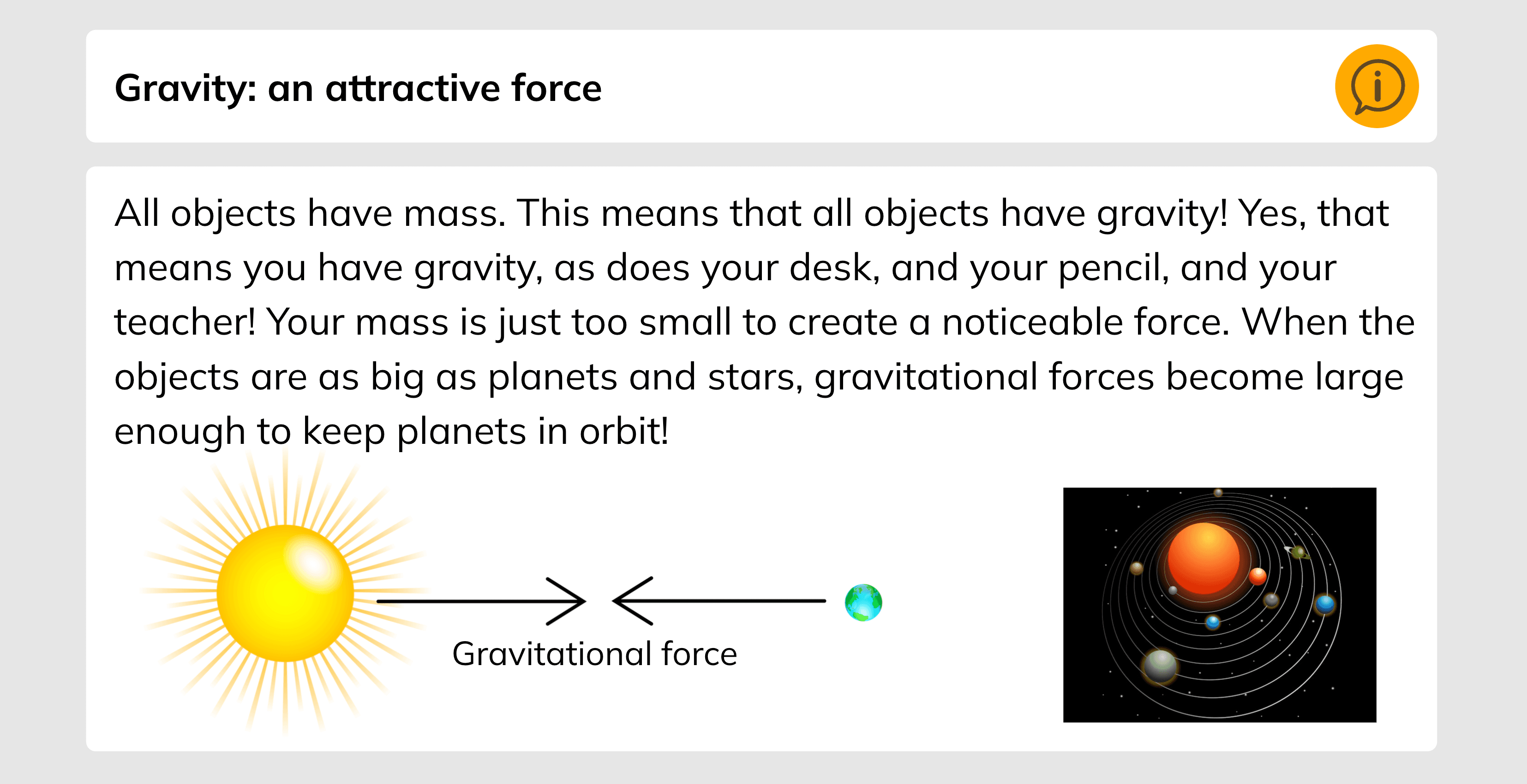 An elementary school science lesson about gravity