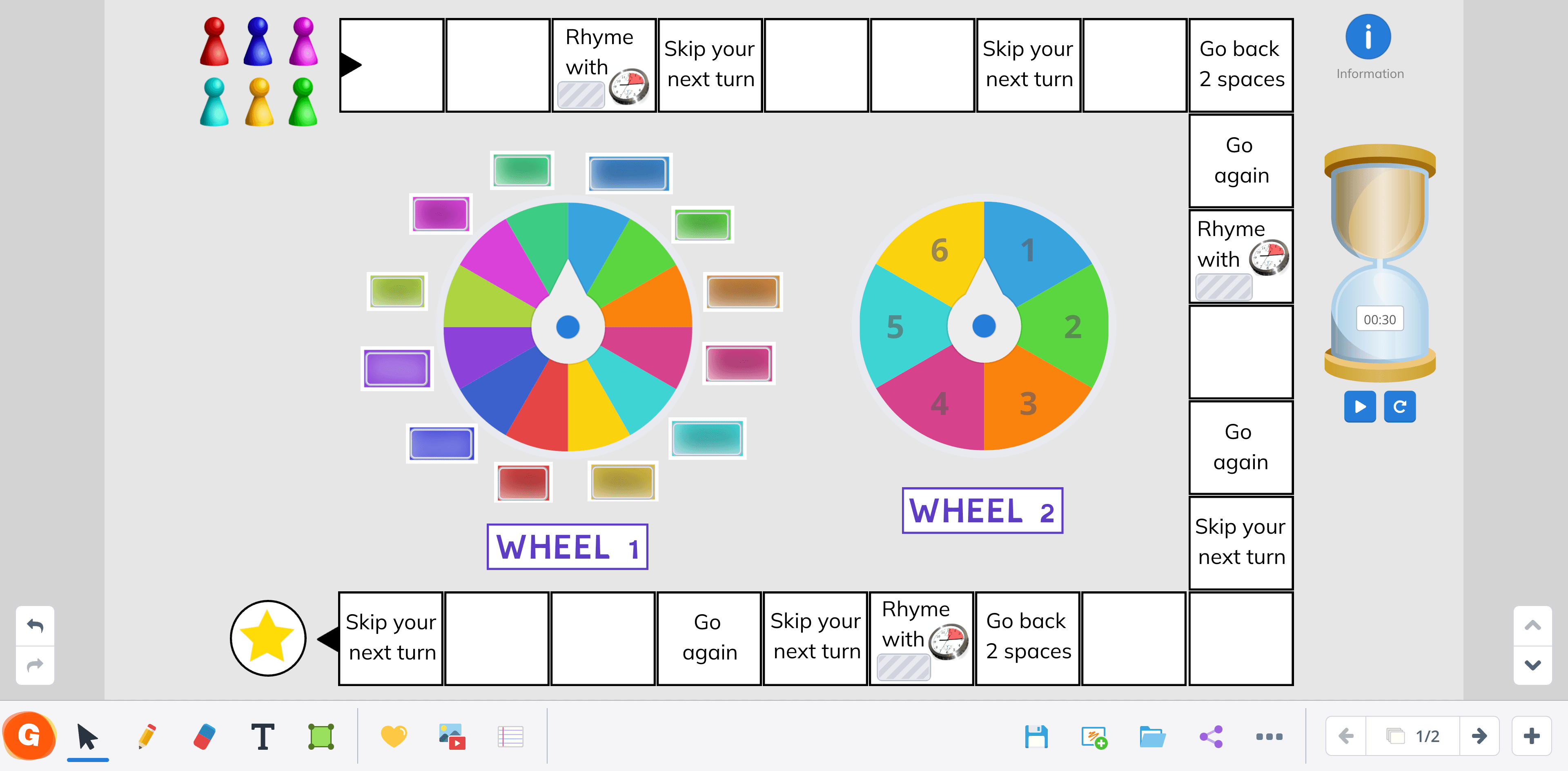 Example of a phonics learning game on an interactive whiteboard