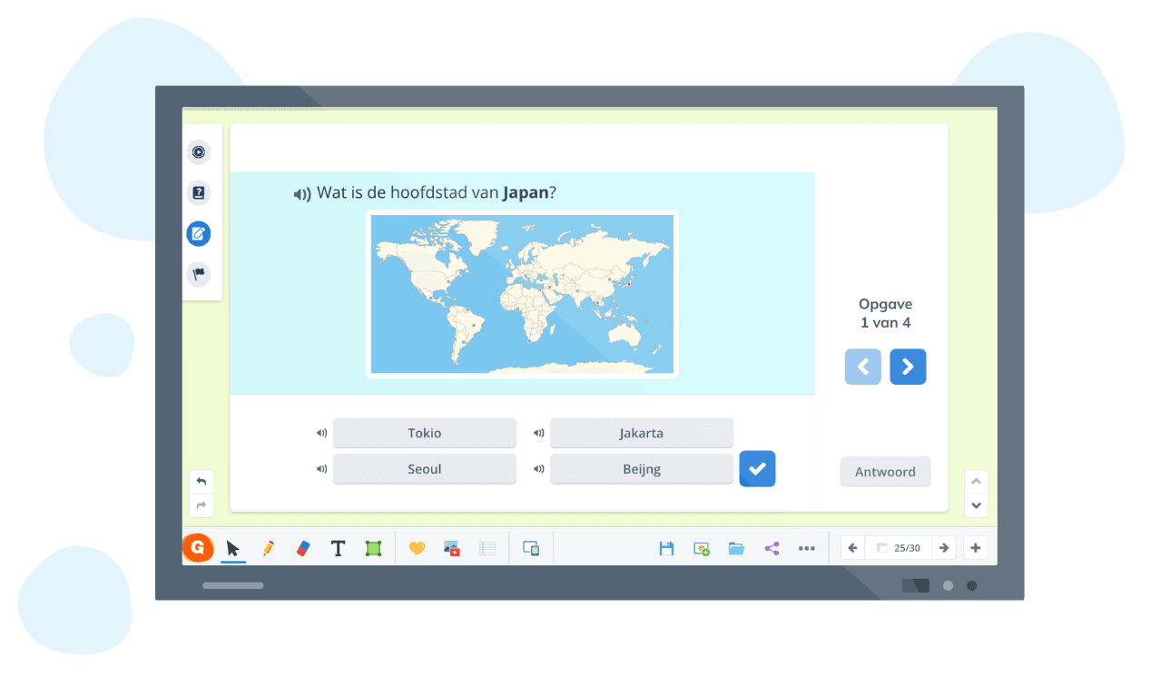 Klassenquiz topografie op digibord