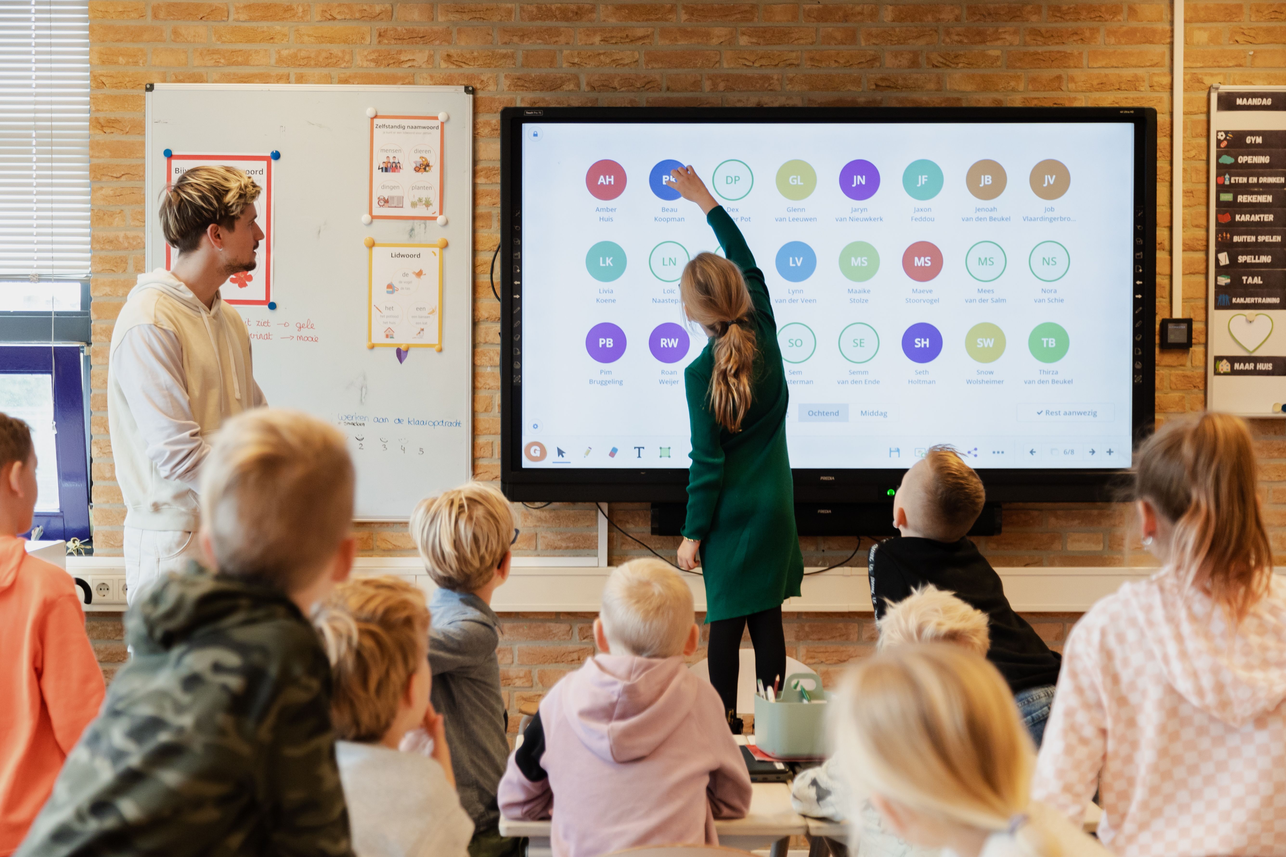 girl using the attendence tool