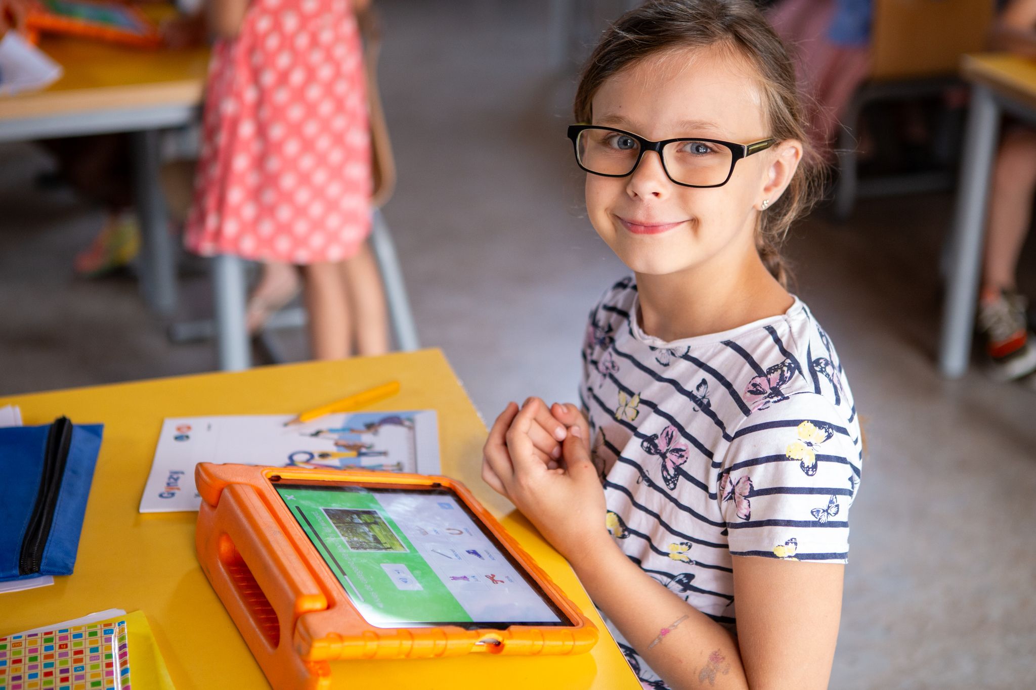 Leerling oefent met bundels op tablet