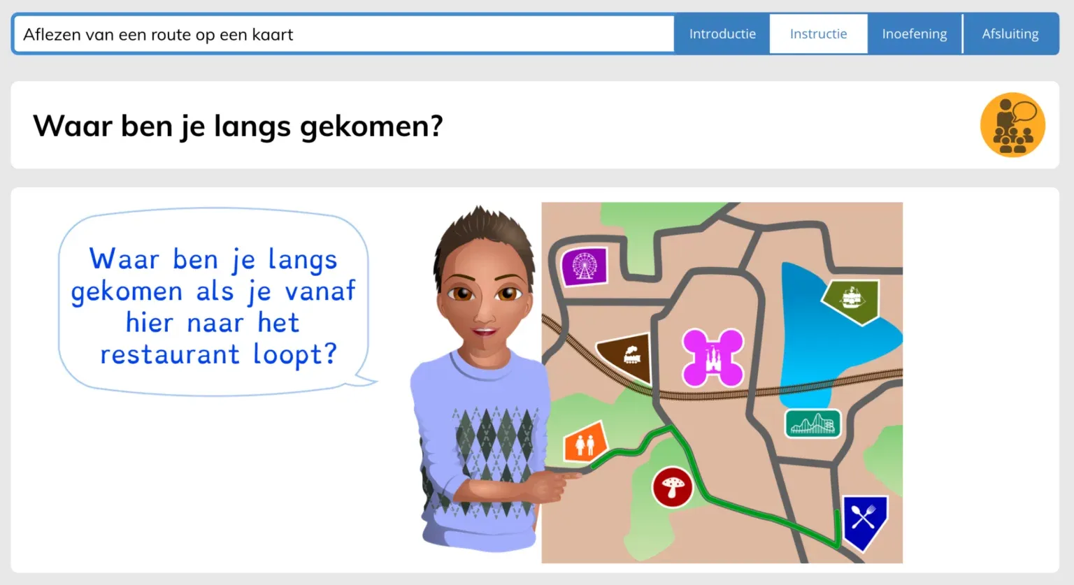 Aflezen route op kaart Aflezen route op kaart